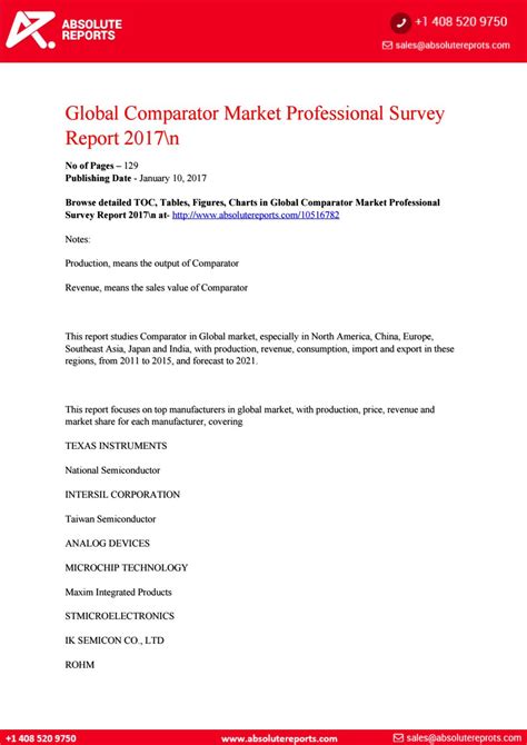 Global and United States Magnitude Comparator Market Report .